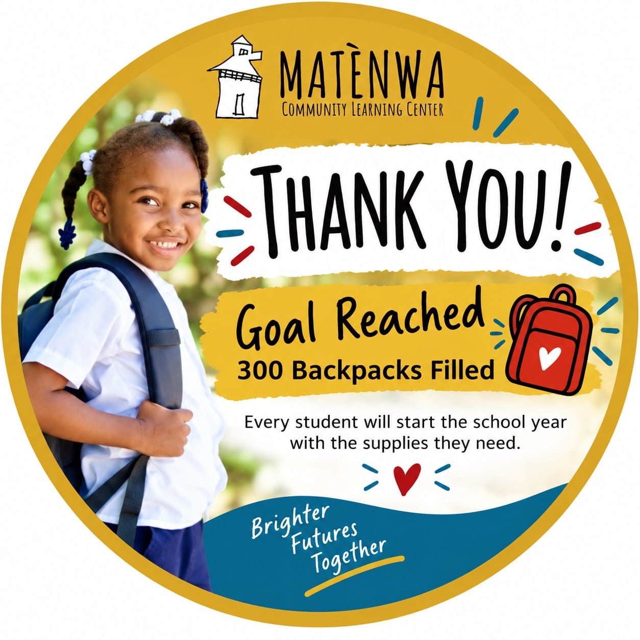 Backpack Campaign Thank You Sticker